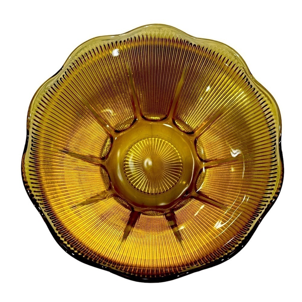 Yellow Amber Diana Depression Glass Bowls Federal Glass Rare Scalloped Salad 2